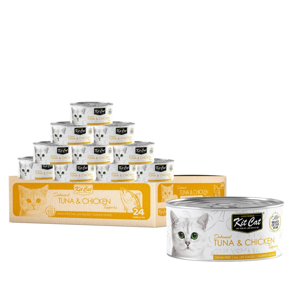 [CTN OF 24] Kit Cat Deboned Toppers Cat Canned Food - Tuna & Chicken Toppers (80g)