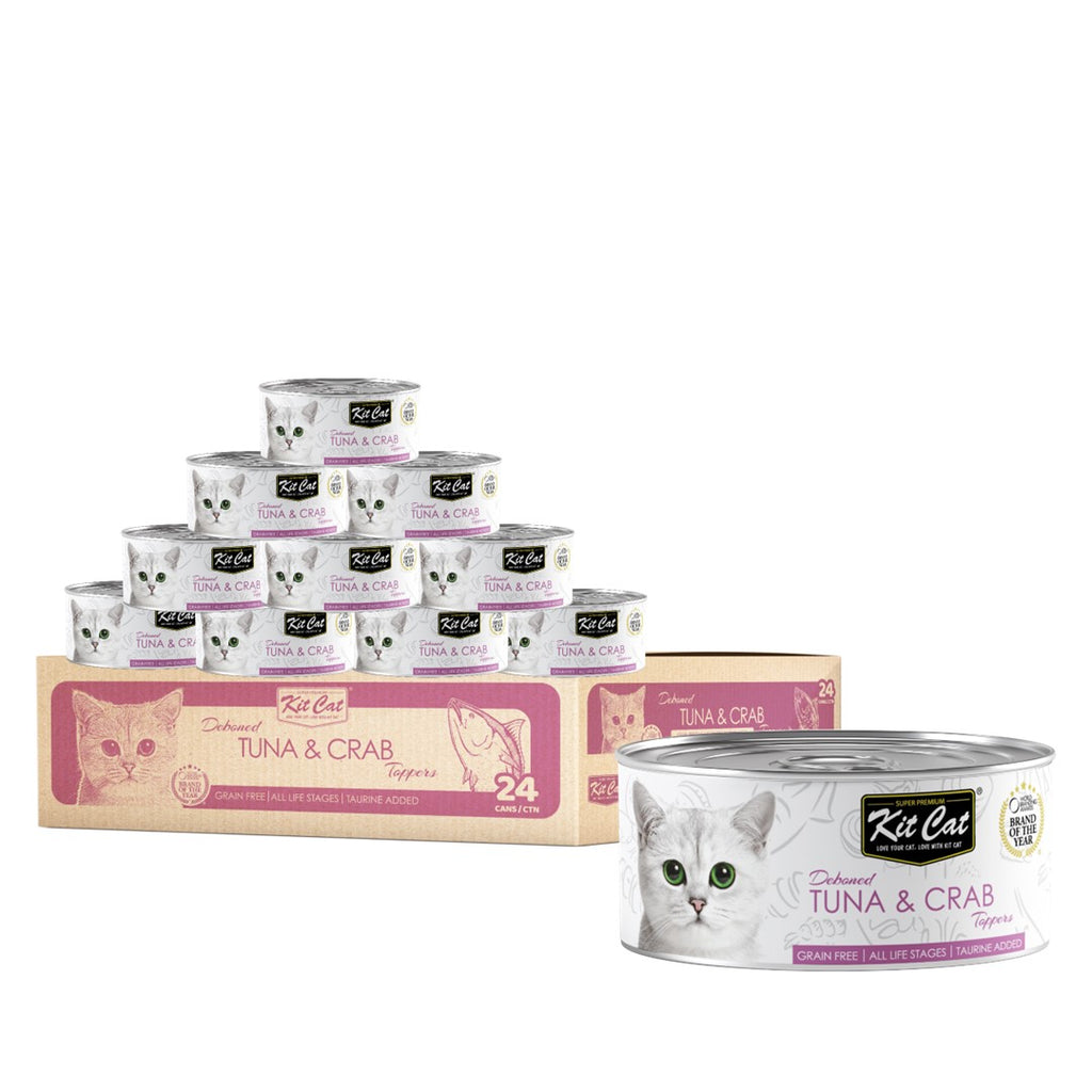 [CTN OF 24] Kit Cat Deboned Toppers Cat Canned Food - Tuna & Crab Toppers (80g)