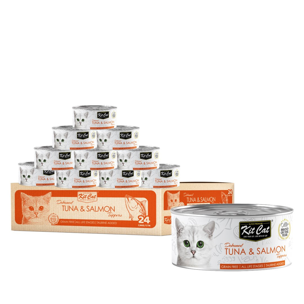 [CTN OF 24] Kit Cat Deboned Toppers Cat Canned Food - Tuna & Salmon Toppers (80g)