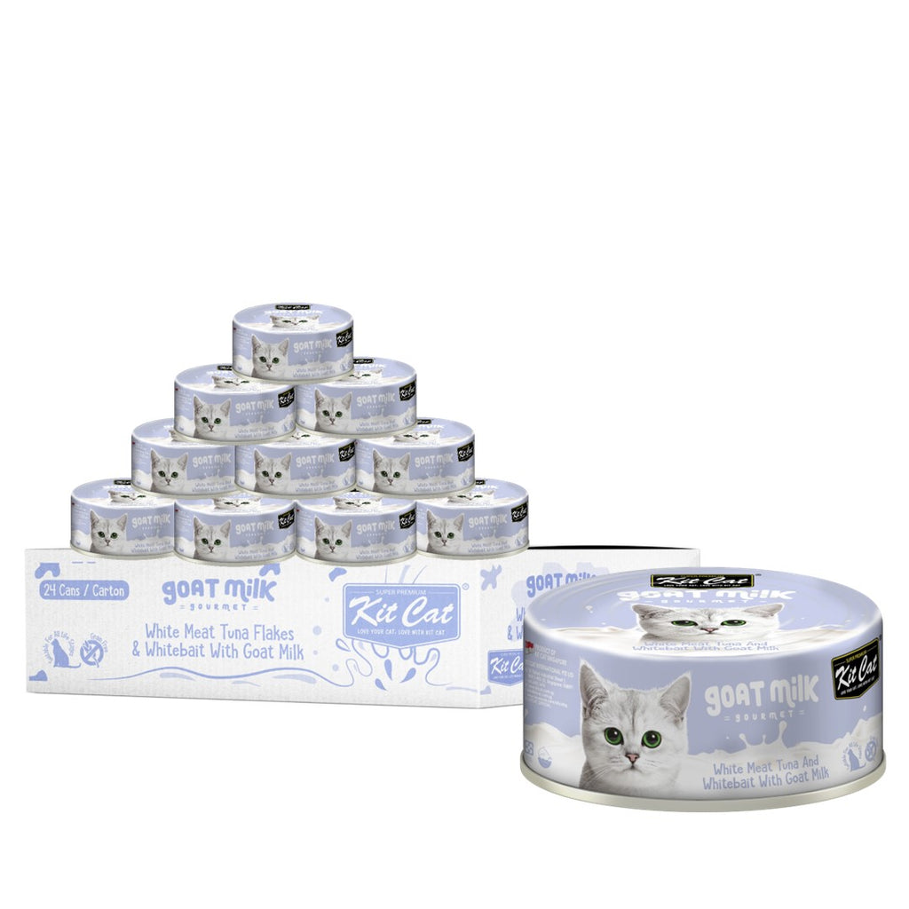 [CTN OF 24] Kit Cat Goat Milk Gourmet Canned Cat Food - Tuna & Whitebait (70g)