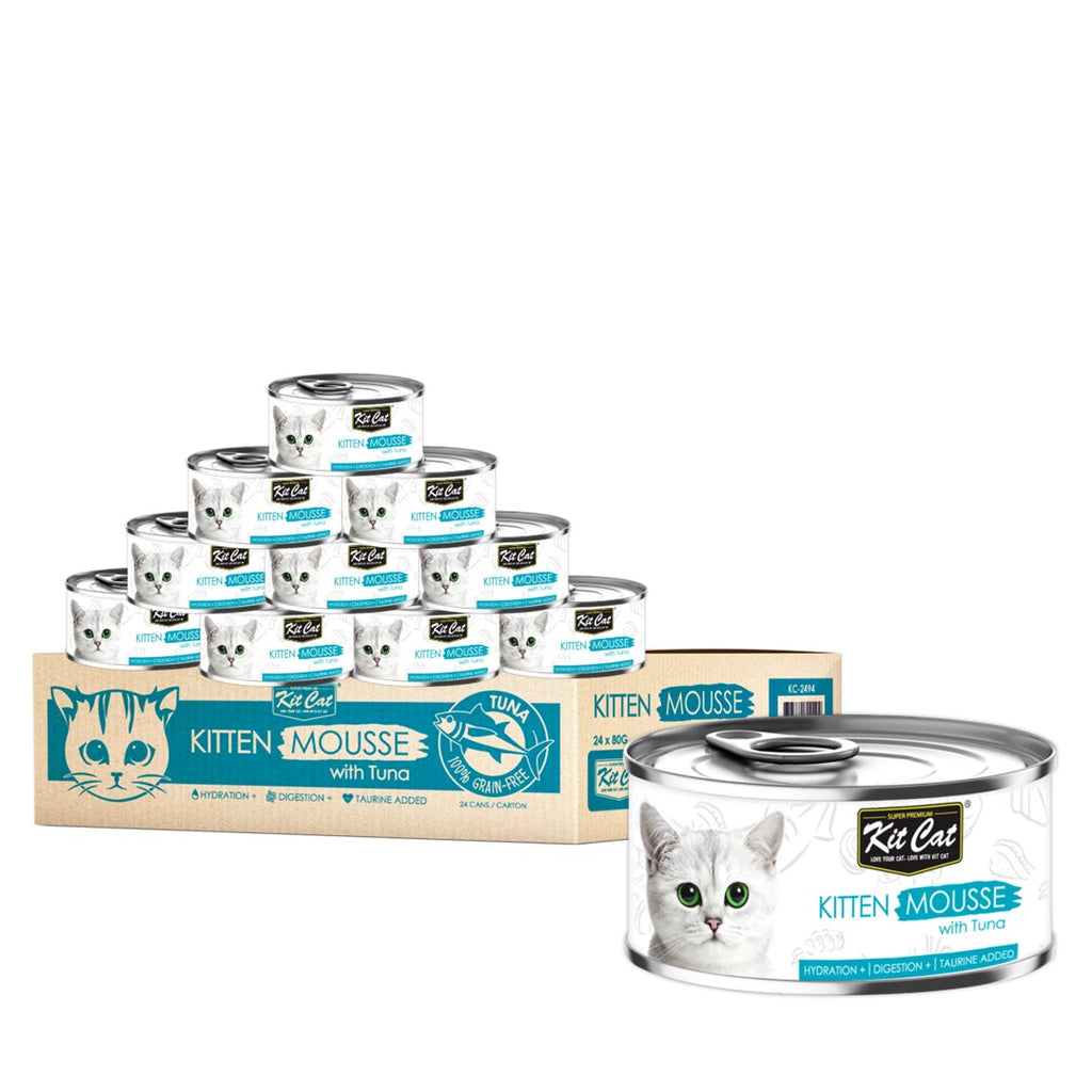 [CTN OF 24] Kit Cat Deboned Toppers Cat Canned Food - Kitten Mousse With Tuna (80g)