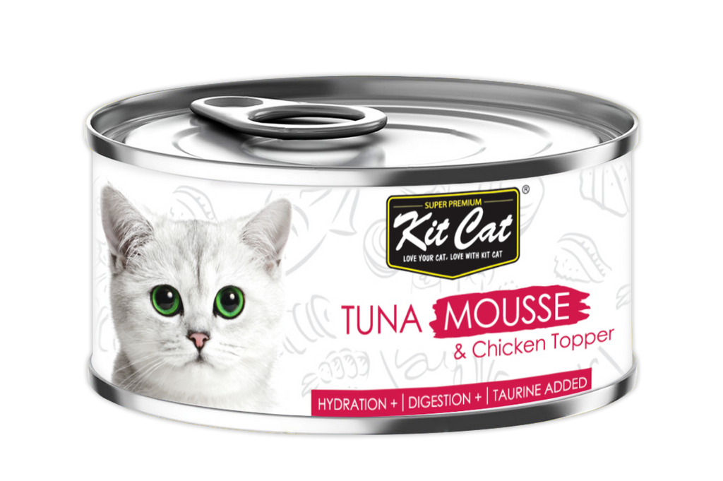 [CTN OF 24] Kit Cat Deboned Toppers Cat Canned Food - Tuna Mousse With Chicken (80g)
