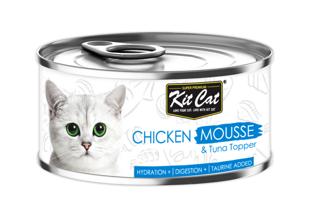 [CTN OF 24] Kit Cat Deboned Toppers Cat Canned Food - Chicken Mousse With Tuna (80g)