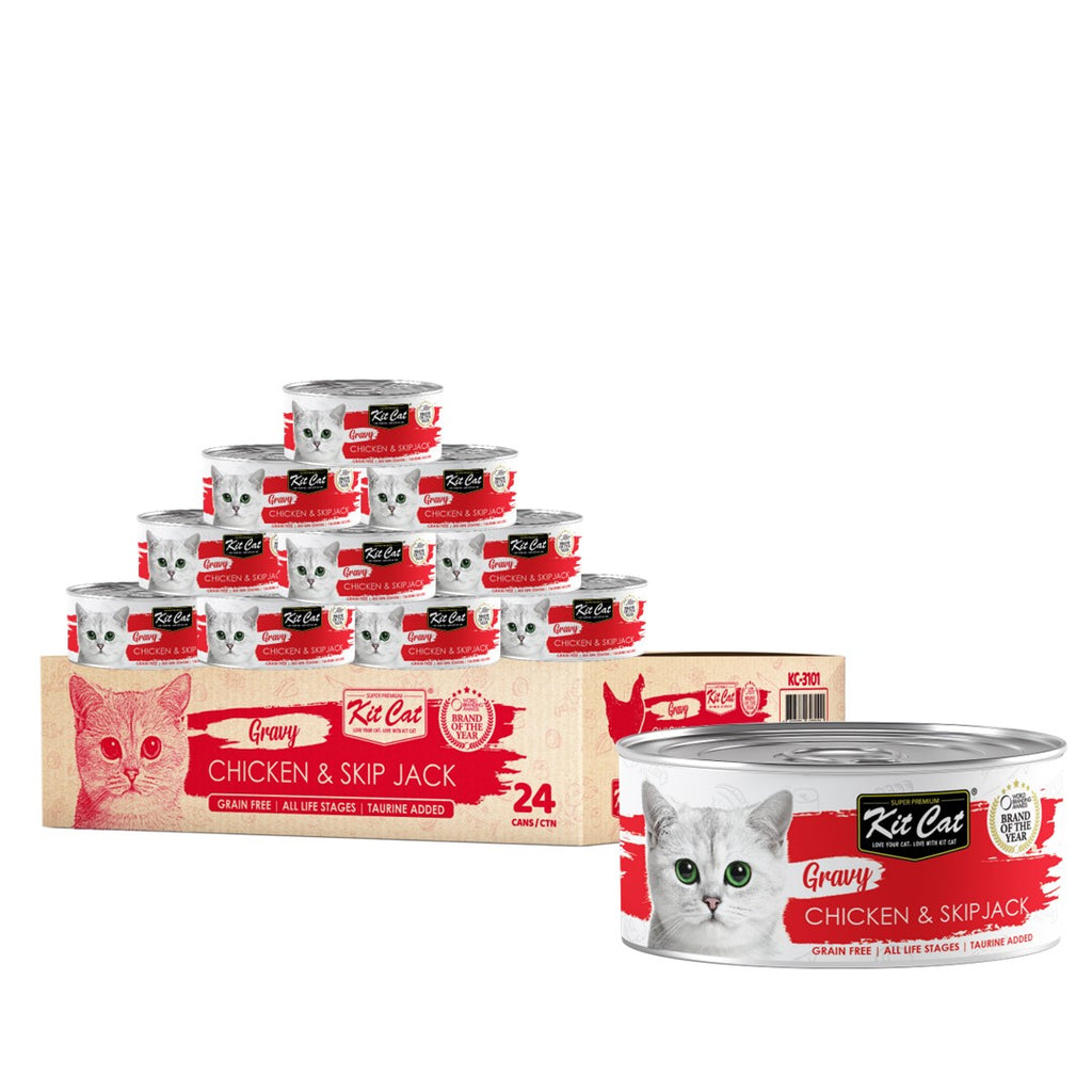 [CTN OF 24] Kit Cat Gravy Cat Canned Food - Chicken & Skipjack (70g)