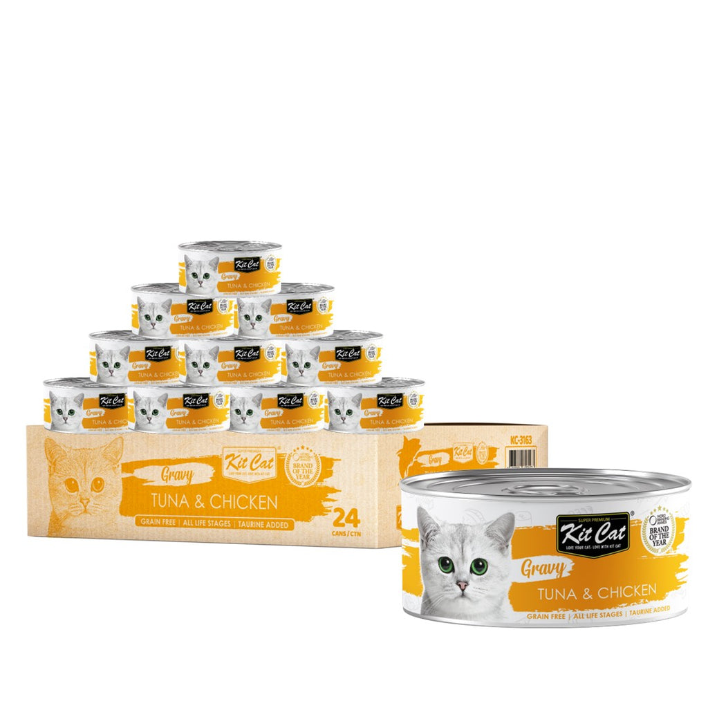  [CTN OF 24] Kit Cat Gravy Cat Canned Food - Tuna & Chicken (70g)