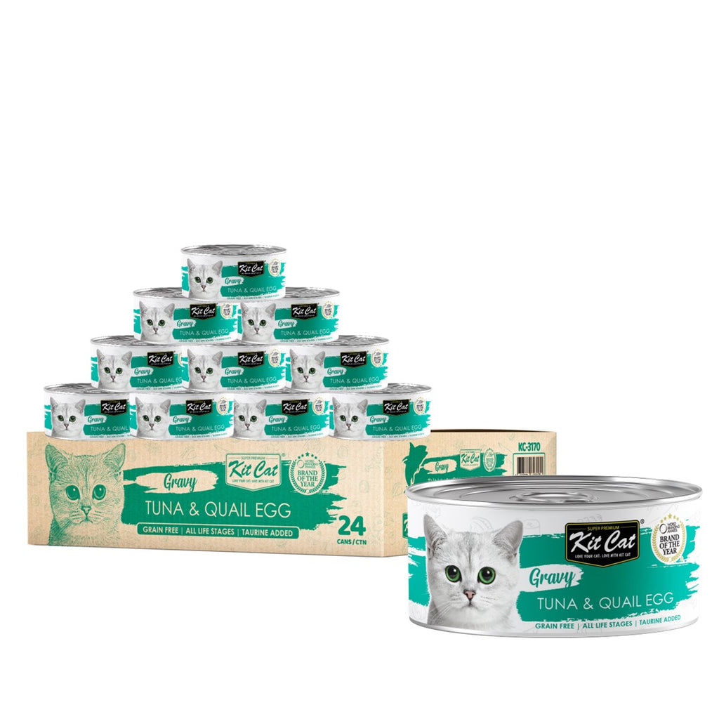 [CTN OF 24] Kit Cat Gravy Cat Canned Food - Tuna & Quail Egg (70g)