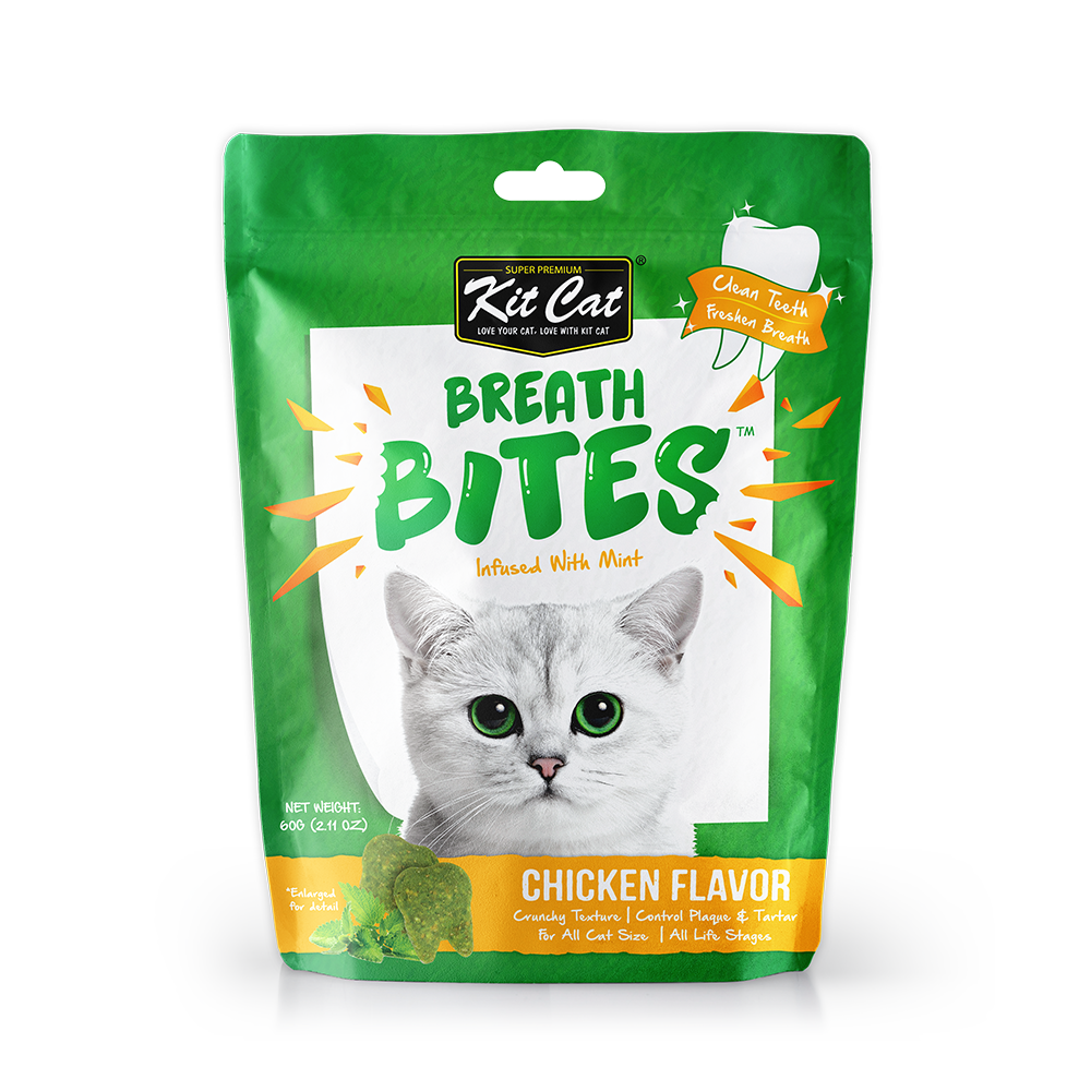 [CTN of 12] Kit Cat Breath Bites Dental Cat Treats - Chicken (60g)