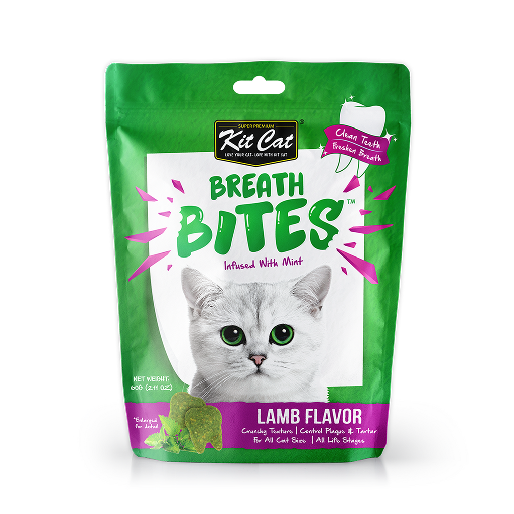[CTN of 12] Kit Cat Breath Bites Dental Cat Treats - Lamb (60g)