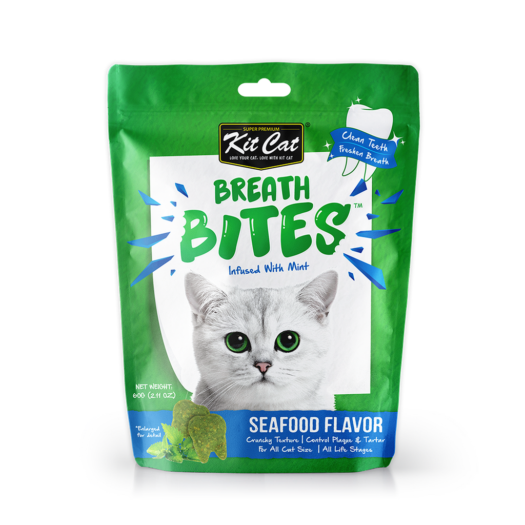 Kit Cat Breath Bites Dental Cat Treats - Seafood (60g)