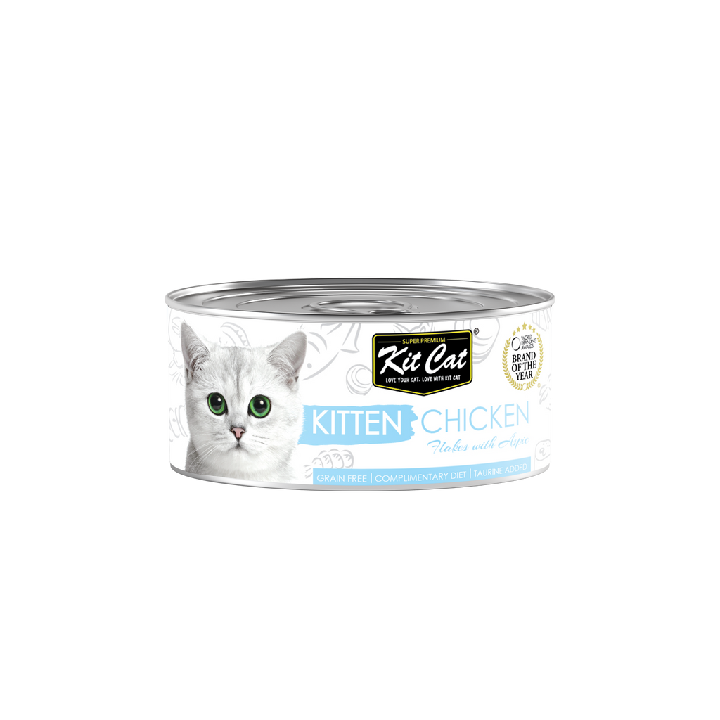 [CTN OF 24] Kit Cat Deboned Toppers Cat Canned Food - Kitten Chicken Flakes (80g)