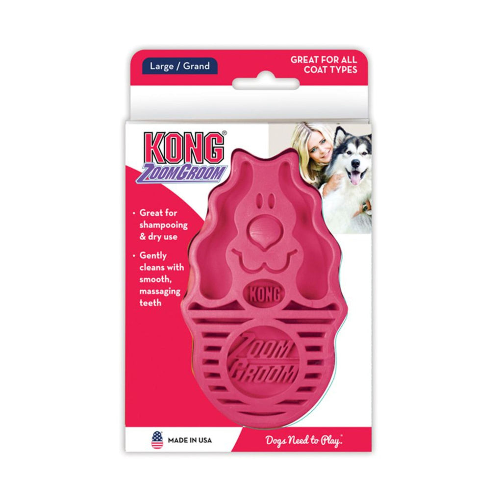 KONG ZoomGroom Raspberry Dog Grooming Massage Brush (1 Size)
