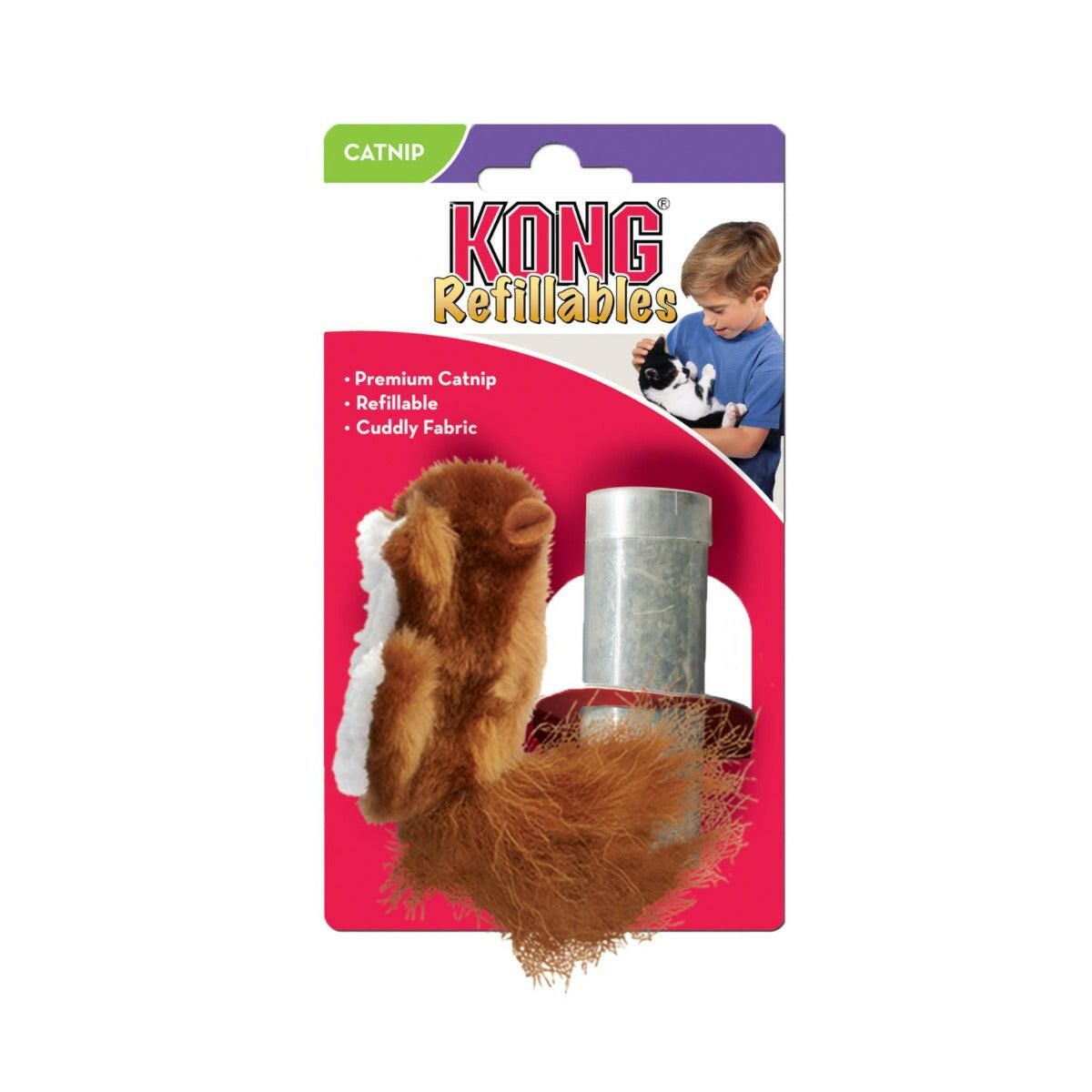 KONG Cat Toy - Refillables Squirrel With Catnip (1 Size).