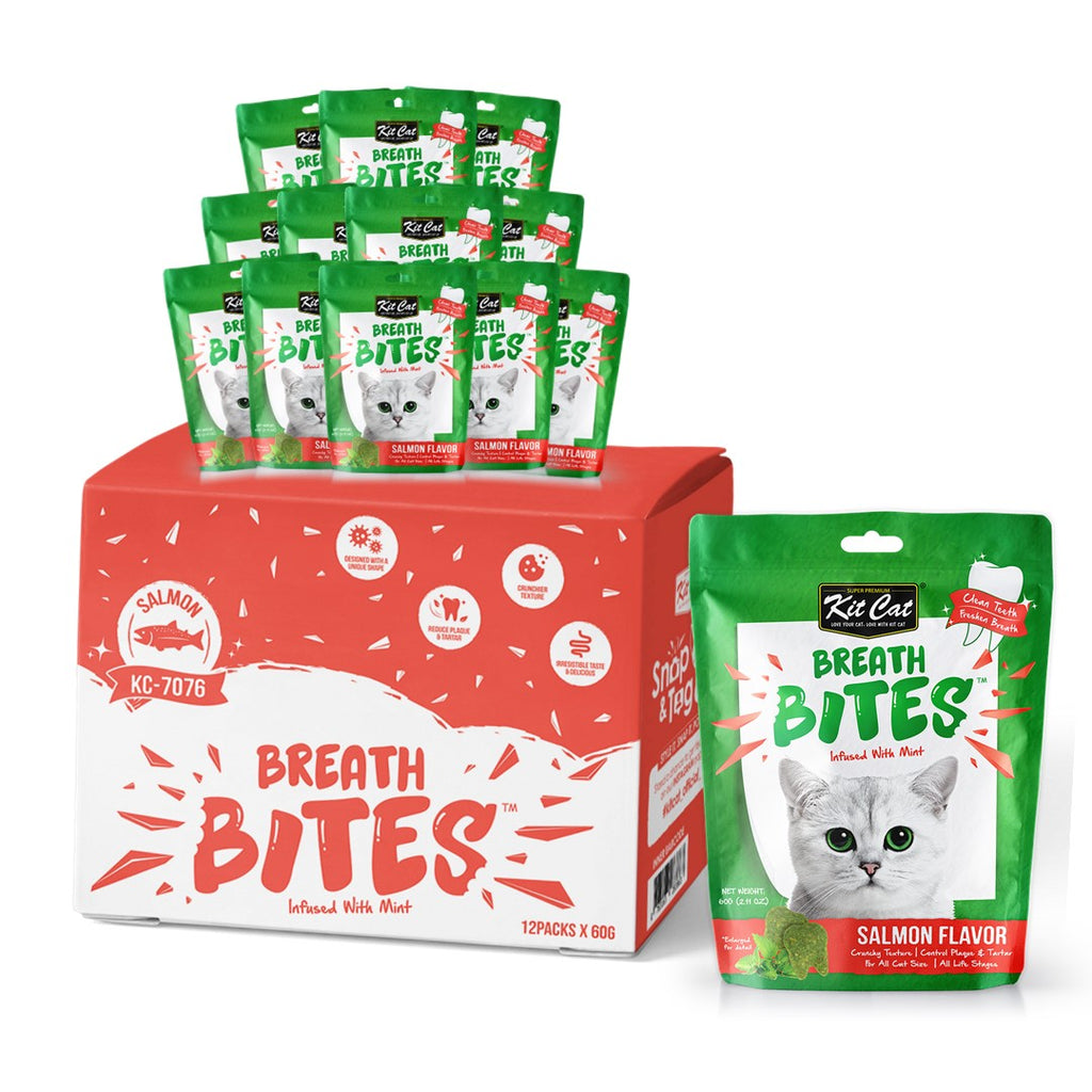 [CTN of 12] Kit Cat Breath Bites Dental Cat Treats - Beef (60g)