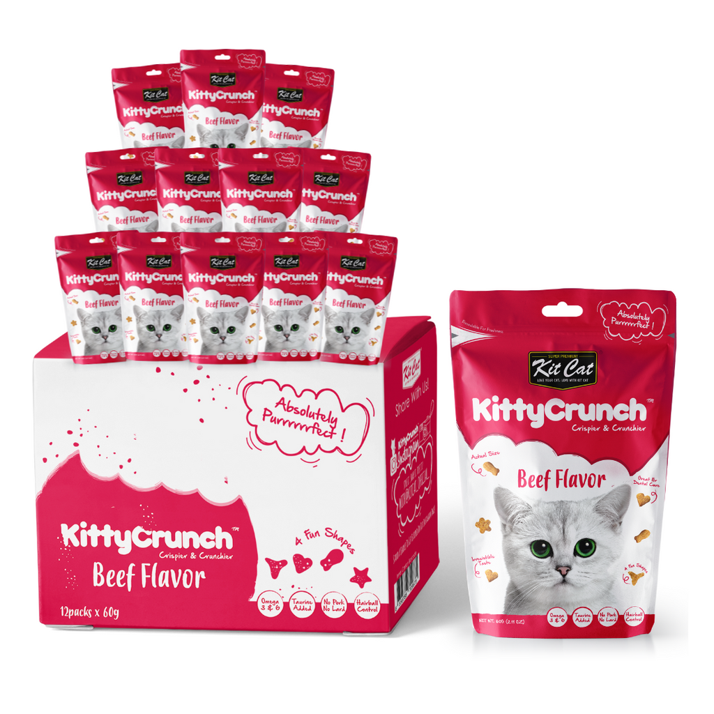 [CTN OF 12] Kit Cat Kitty Crunch Cat Treat - Beef (12x60g)