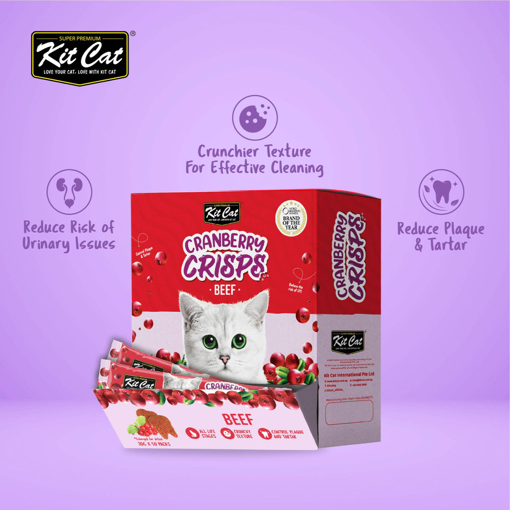 [CTN OF 50] Kit Cat Cranberry Crisps Cat Treats - Beef (20g)