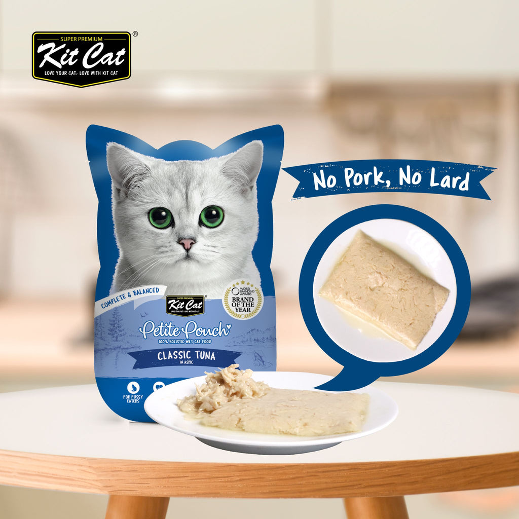 [CTN OF 24] Kit Cat Petite Pouch Complete & Balanced Wet Cat Food - Classic Tuna in Aspic (70g)