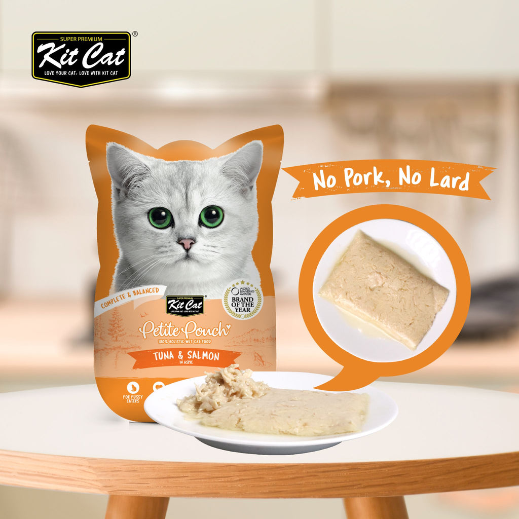 [CTN OF 24] Kit Cat Petite Pouch Complete & Balanced Wet Cat Food - Tuna & Salmon in Aspic (70g)