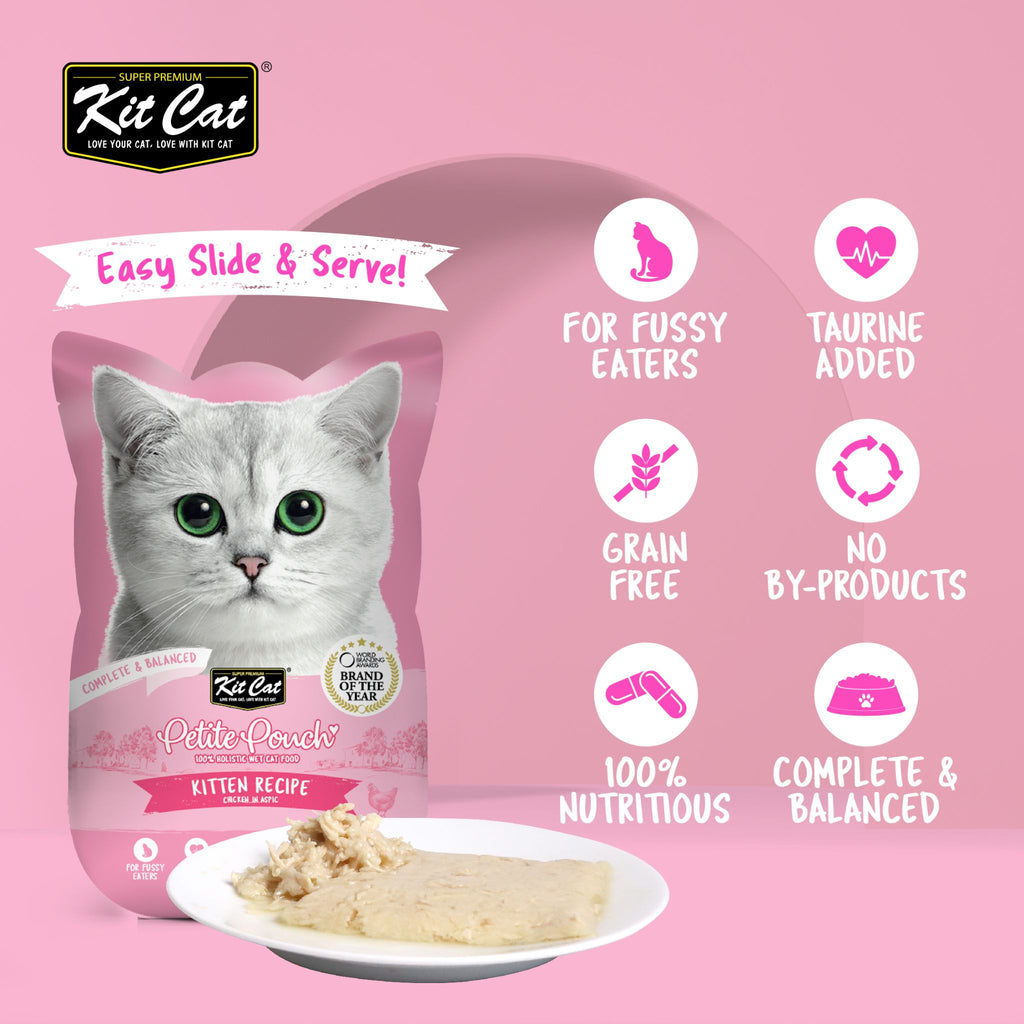 Kit Cat Petite Pouch Complete & Balanced Wet Cat Food - Kitten Chicken in Aspic (70g)