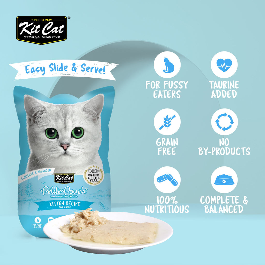 [CTN OF 24] Kit Cat Petite Pouch Complete & Balanced Wet Cat Food - Kitten Tuna in Aspic (70g)