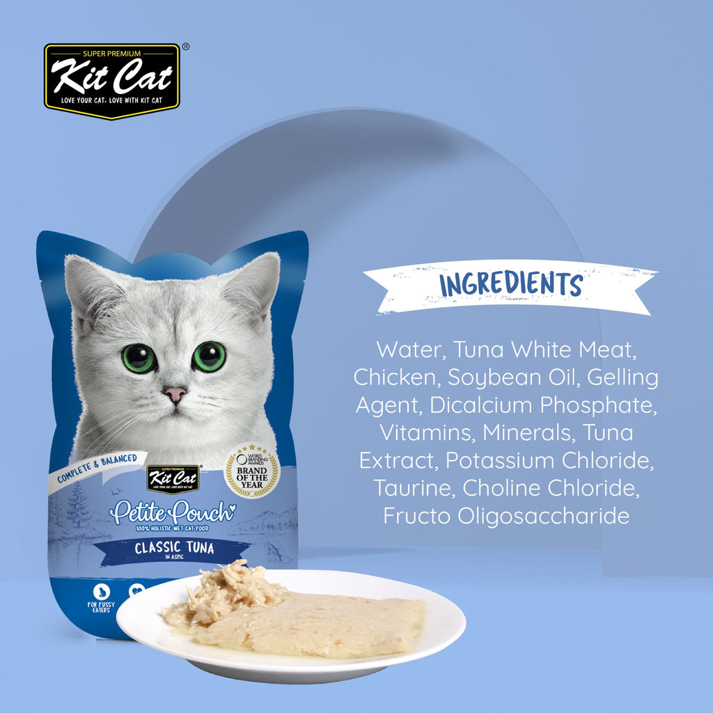 [CTN OF 24] Kit Cat Petite Pouch Complete & Balanced Wet Cat Food - Classic Tuna in Aspic (70g)