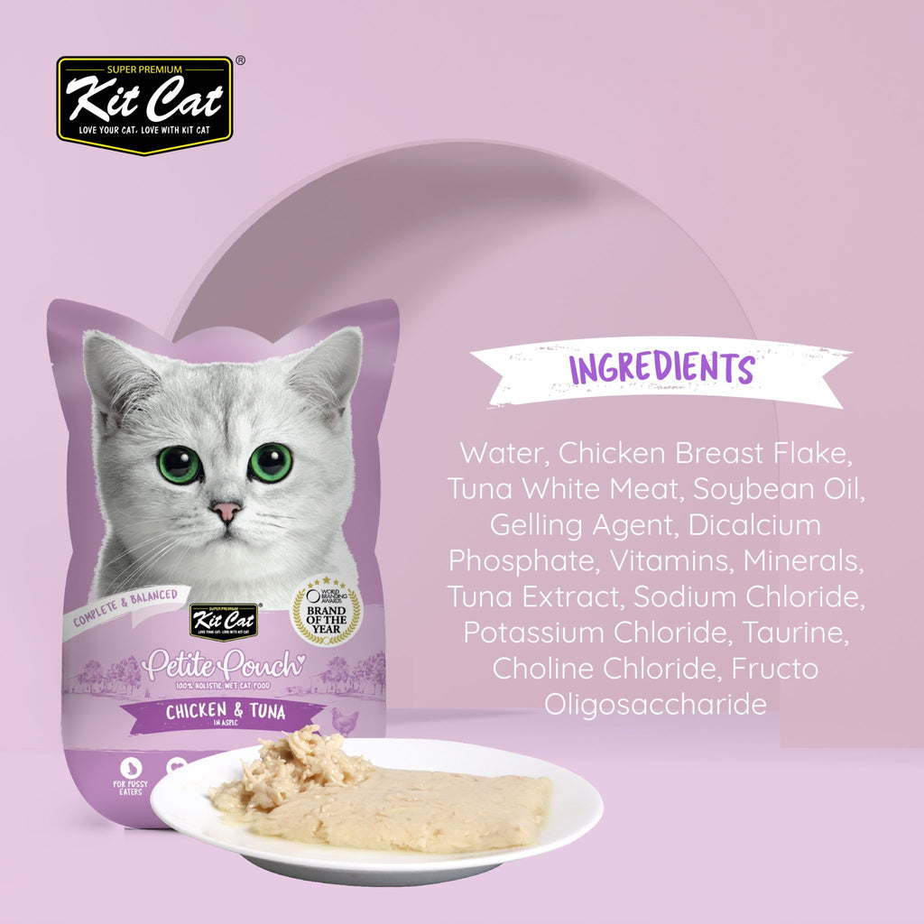 Kit Cat Petite Pouch Complete & Balanced Wet Cat Food - Chicken & Tuna in Aspic (70g)