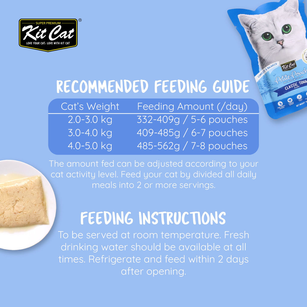 [CTN OF 24] Kit Cat Petite Pouch Complete & Balanced Wet Cat Food - Classic Tuna in Aspic (70g)