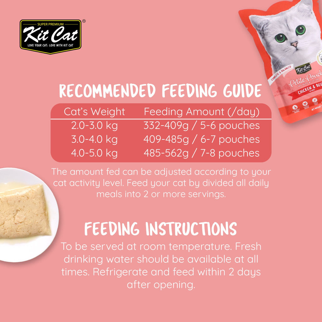 Kit Cat No Grain recipe features a premium range of ingredients to bring the benefits of a grain-free diet. This includes healthier gut health through easily digestible recipes packed with high nutritional values. This diet also promotes shiny and lustrous-looking coats with the addition of Omega 3 and 6.