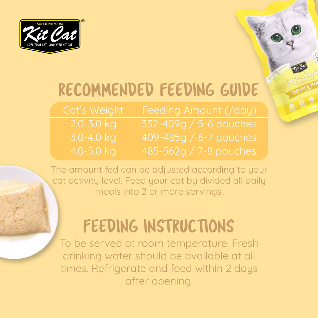 Kit Cat Petite Pouch Complete & Balanced Wet Cat Food - Chicken & Salmon in Aspic (70g)