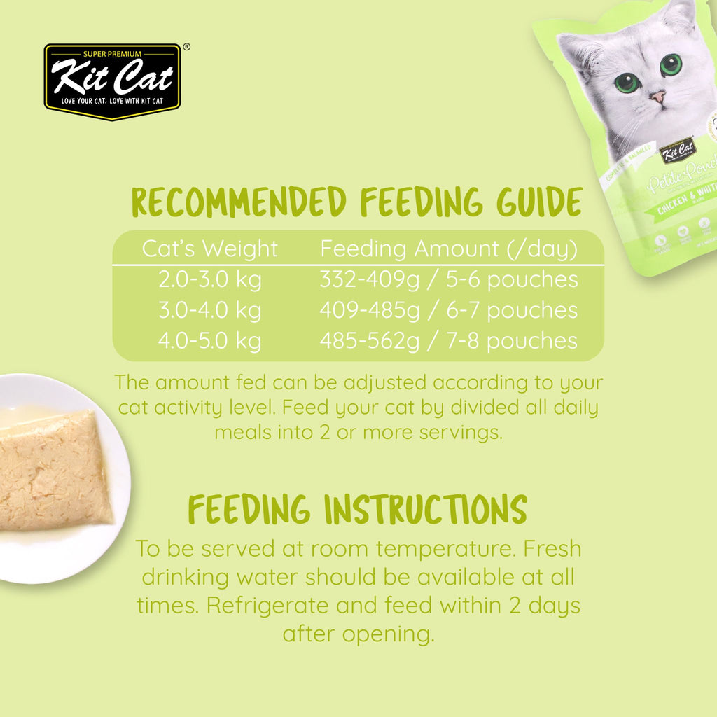 Kit Cat Petite Pouch Complete & Balanced Wet Cat Food - Chicken & Whitefish in Aspic (70g)