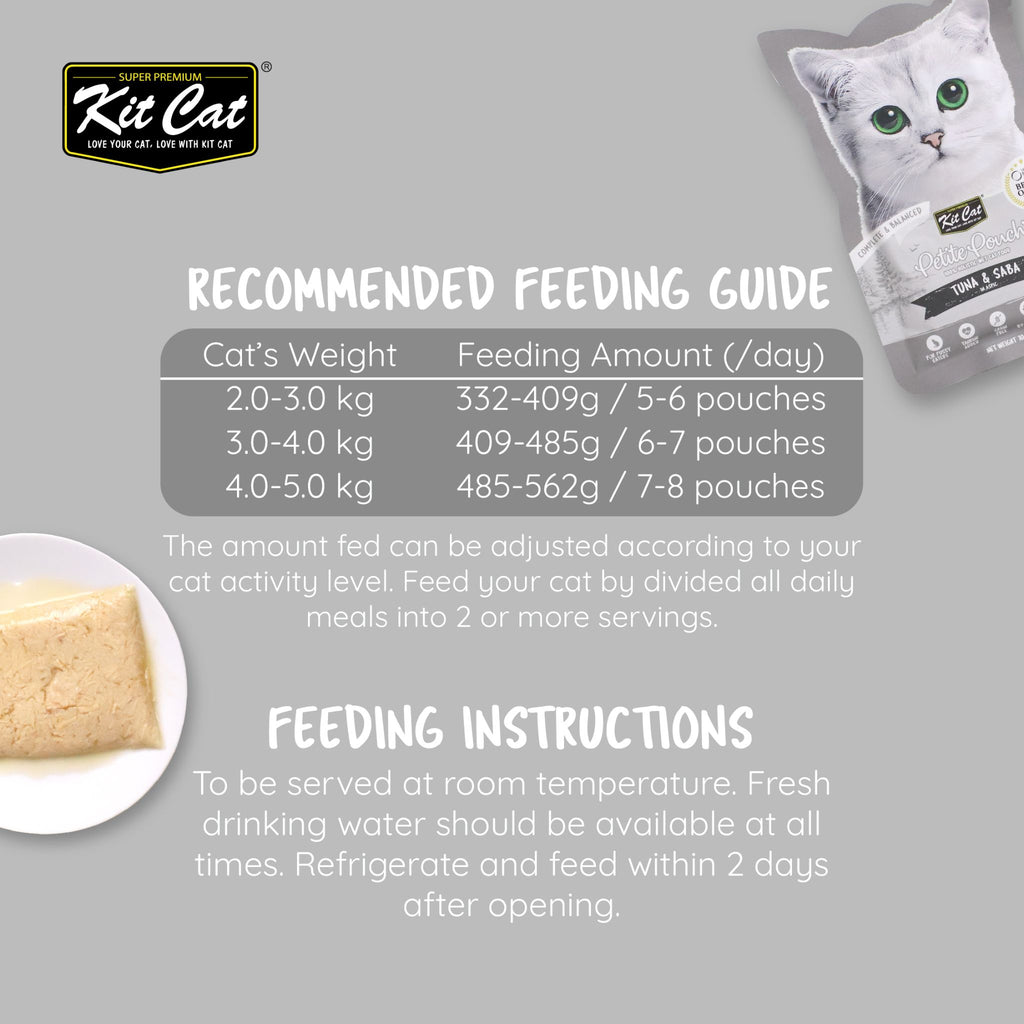 Kit Cat Petite Pouch Complete & Balanced Wet Cat Food - Tuna & Saba in Aspic (70g)
