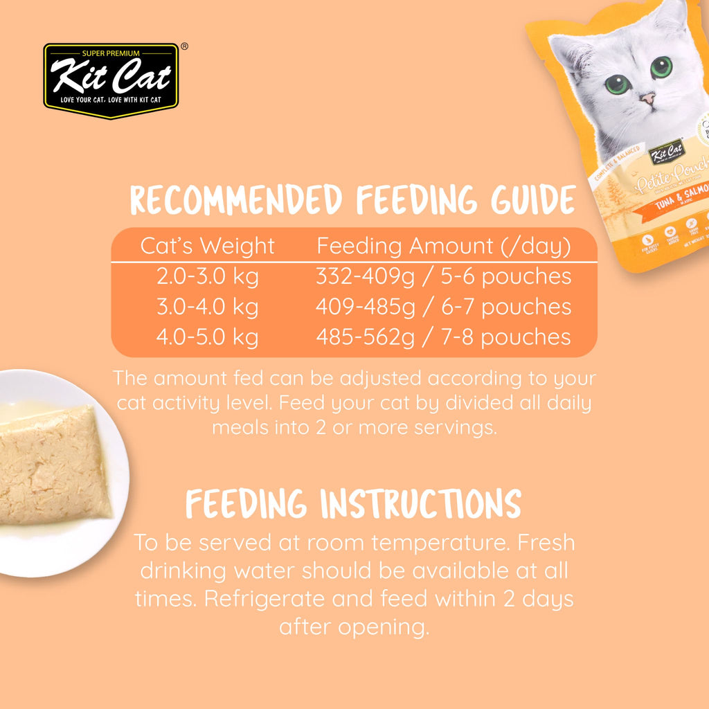 [CTN OF 24] Kit Cat Petite Pouch Complete & Balanced Wet Cat Food - Tuna & Salmon in Aspic (70g)