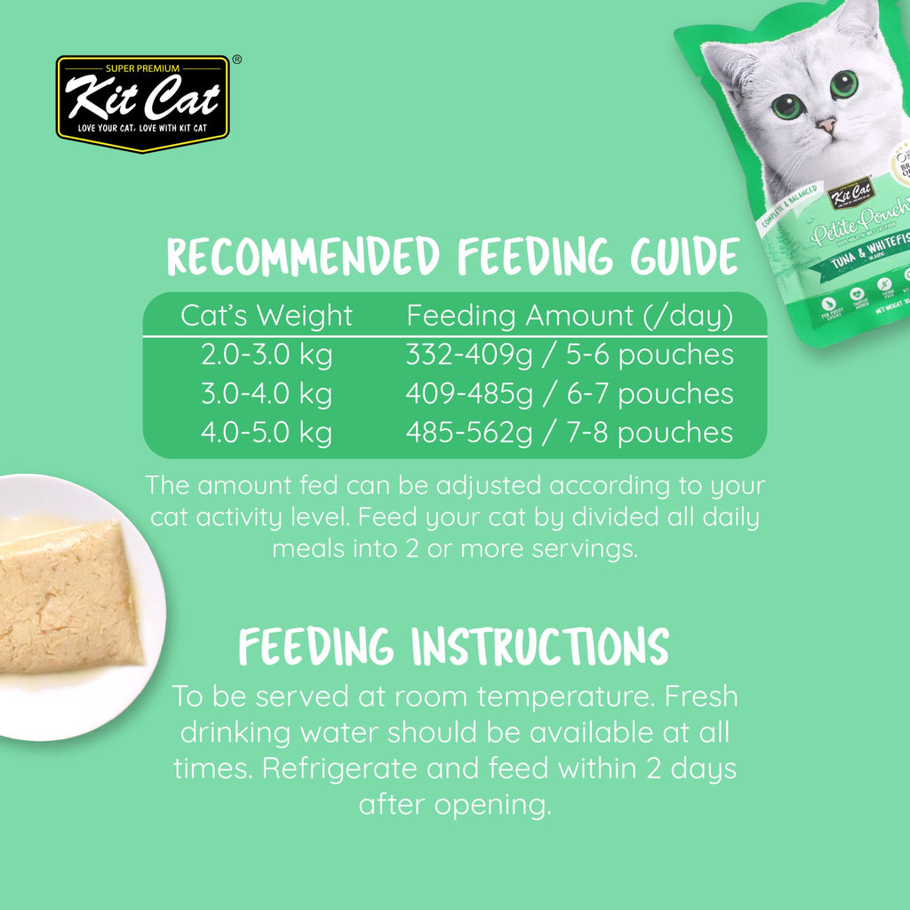 [CTN OF 24] Kit Cat Petite Pouch Complete & Balanced Wet Cat Food - Tuna & Whitefish in Aspic (70g)
