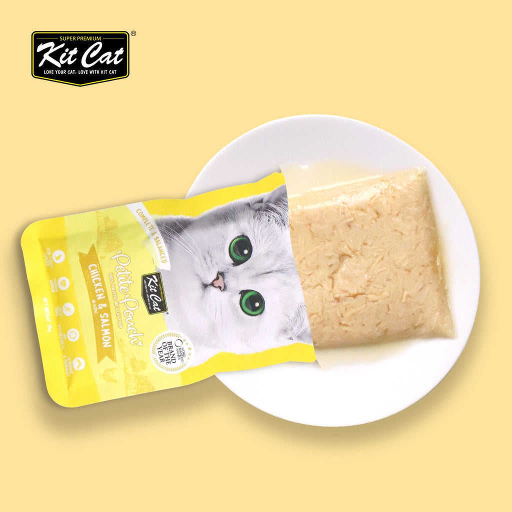 [CTN OF 24] Kit Cat Petite Pouch Complete & Balanced Wet Cat Food - Chicken & Salmon in Aspic (70g)