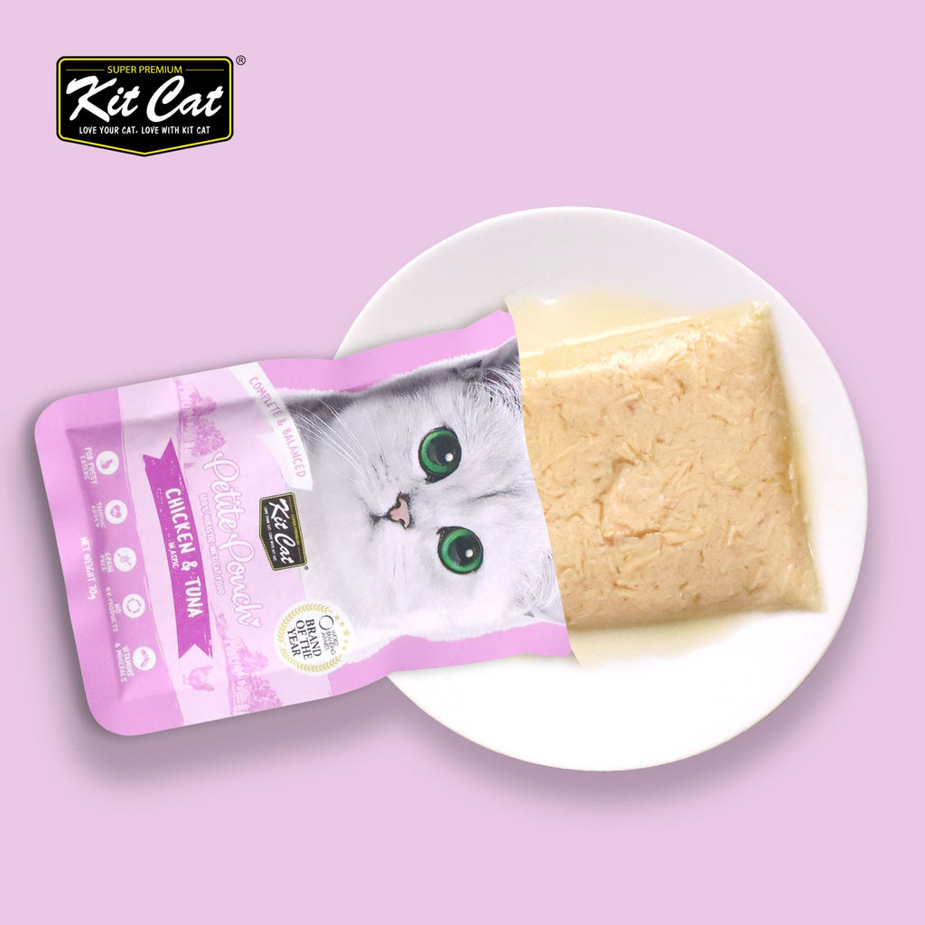 [CTN OF 24] Kit Cat Petite Pouch Complete & Balanced Wet Cat Food - Chicken & Tuna in Aspic (70g)
