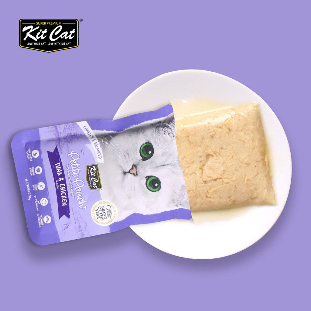 [CTN OF 24] Kit Cat Petite Pouch Complete & Balanced Wet Cat Food - Tuna & Chicken in Aspic (70g)