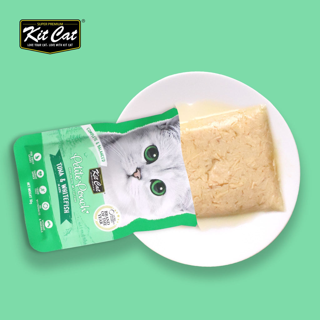 [CTN OF 24] Kit Cat Petite Pouch Complete & Balanced Wet Cat Food - Tuna & Whitefish in Aspic (70g)