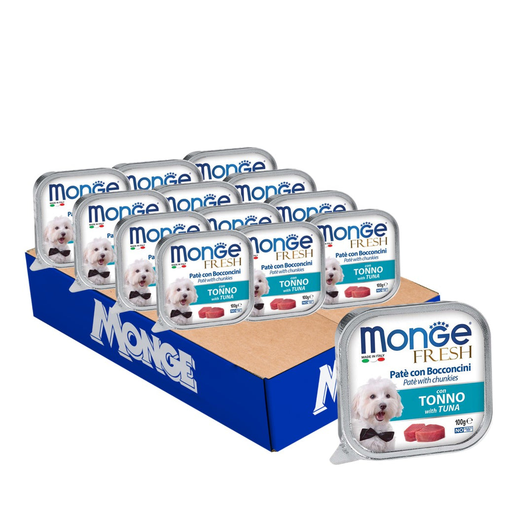 [CTN OF 32] Monge Fresh Pate & Chunkies Wet Dog Food - Tuna (100g)