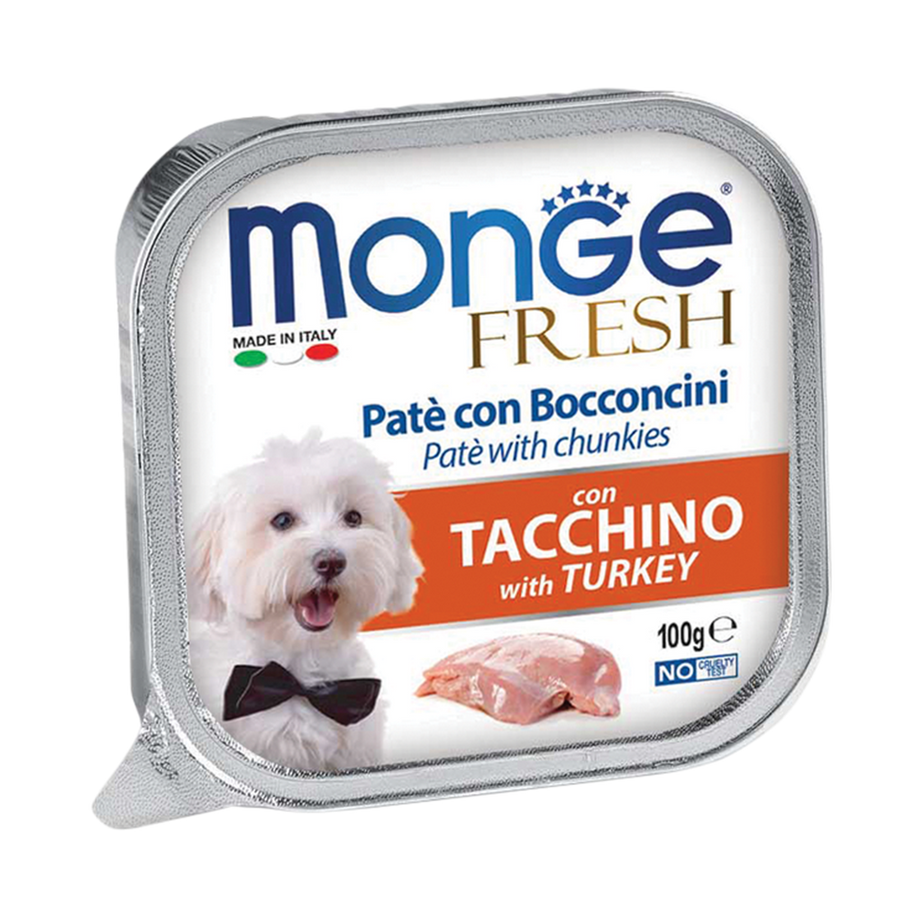Monge Fresh Pate & Chunkies Wet Dog Food - Turkey (100g)