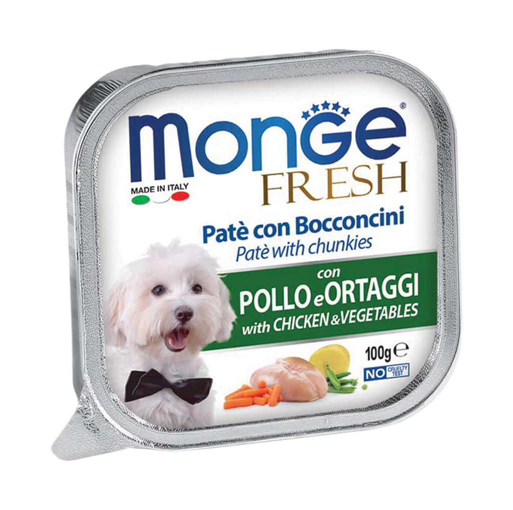 Monge Fresh Pate & Chunkies Wet Dog Food - Chicken & Veg (100g)