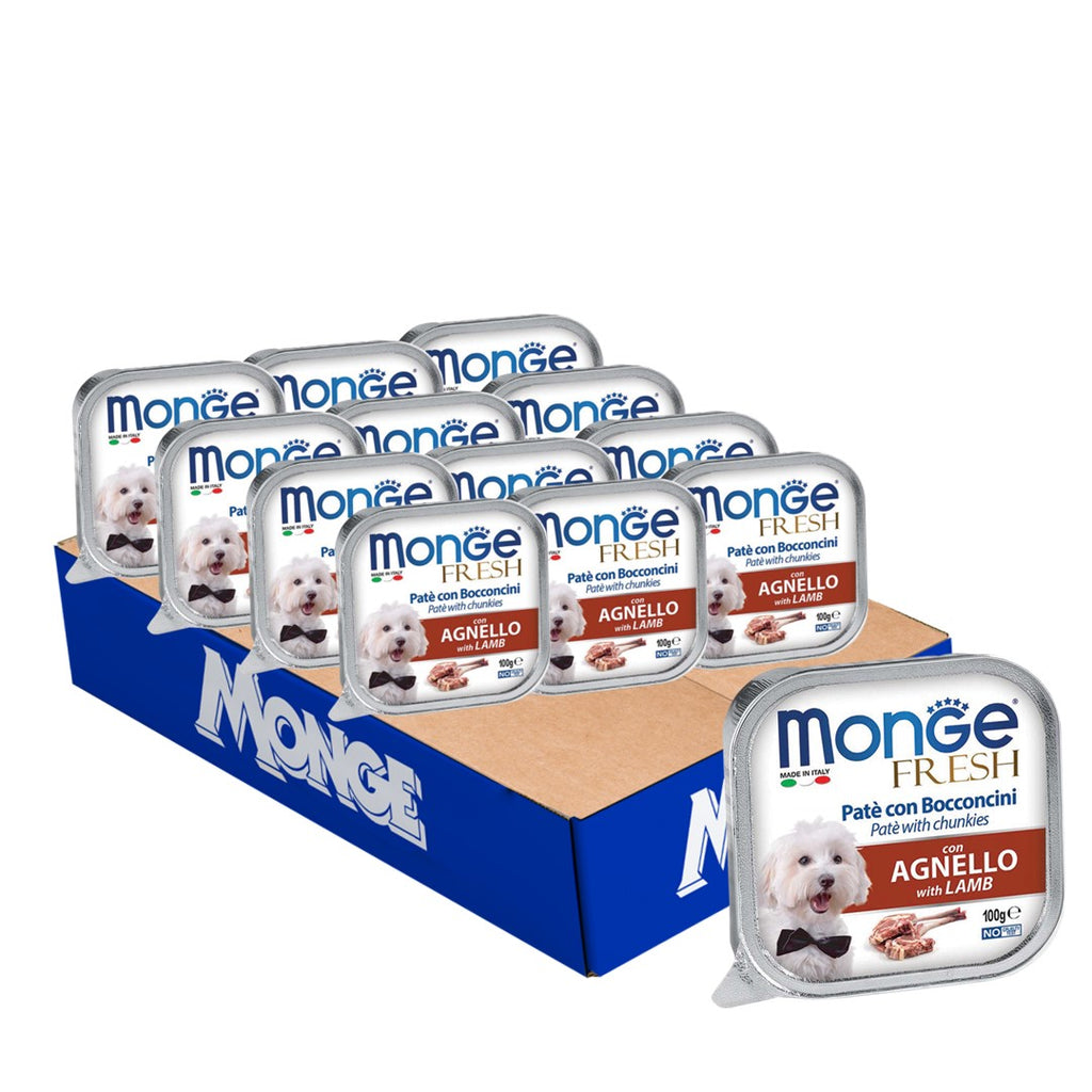 [CTN OF 32] Monge Fresh Pate & Chunkies Wet Dog Food - Lamb (100g)