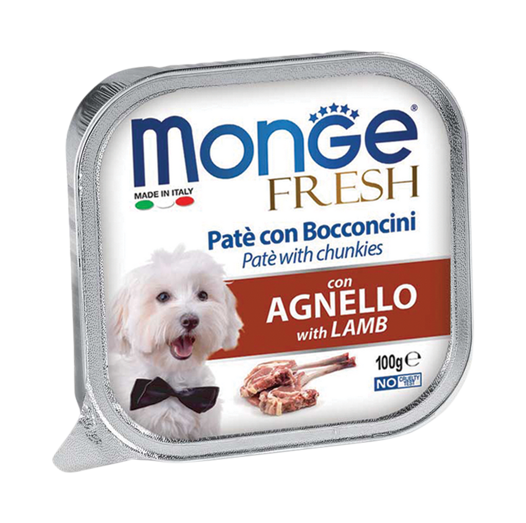 Monge Fresh Pate & Chunkies Wet Dog Food - Lamb (100g)