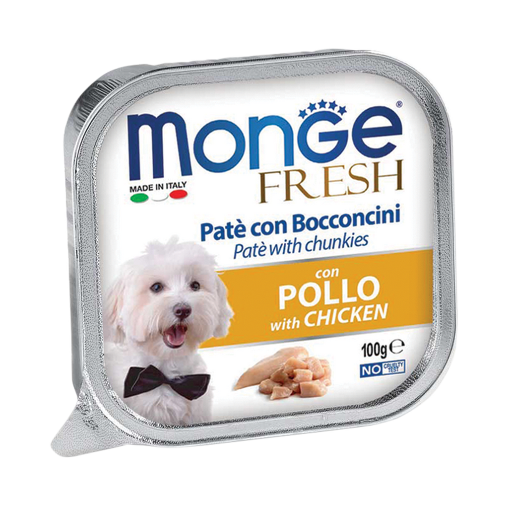Monge Fresh Pate & Chunkies Wet Dog Food - Chicken (100g)