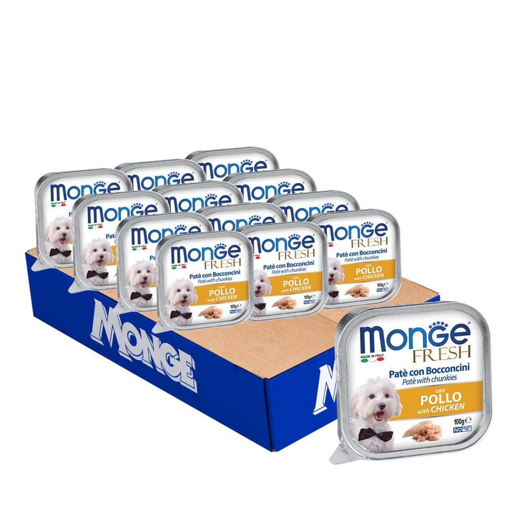 [CTN OF 32] Monge Fresh Pate & Chunkies Wet Dog Food - Chicken (100g)
