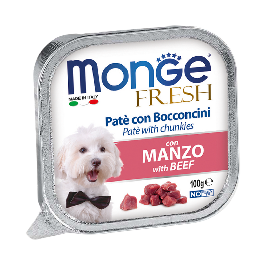 Monge Fresh Pate & Chunkies Wet Dog Food - Beef (100g)
