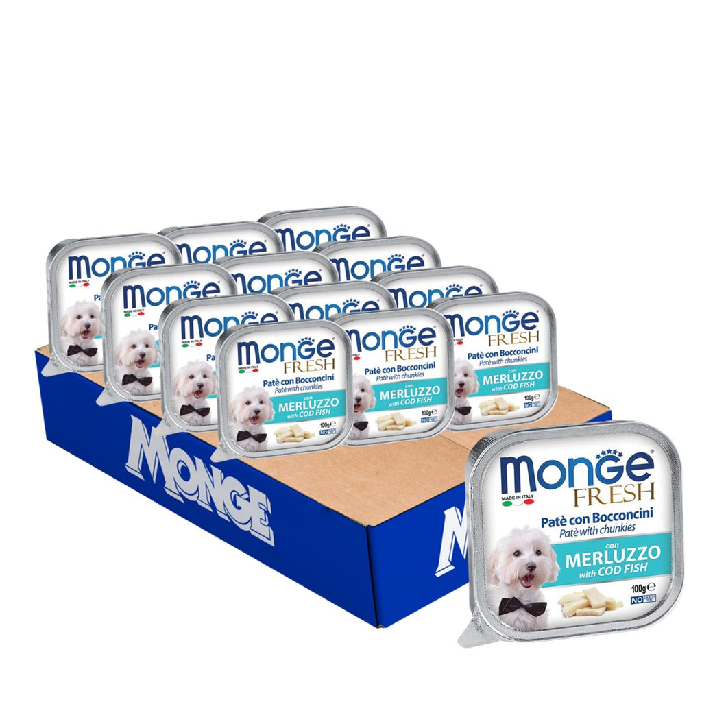 [CTN OF 32] Monge Fresh Pate & Chunkies Wet Dog Food - Cod Fish (100g)