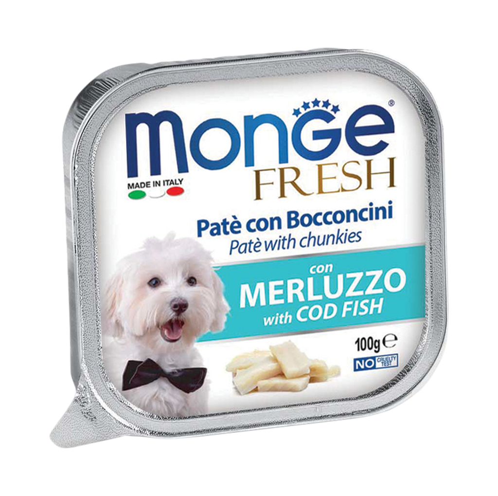 Monge Fresh Pate & Chunkies Wet Dog Food - Cod Fish (100g)