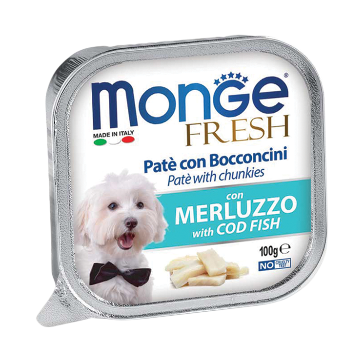 [CTN OF 32] Monge Fresh Pate & Chunkies Wet Dog Food - Cod Fish (100g)