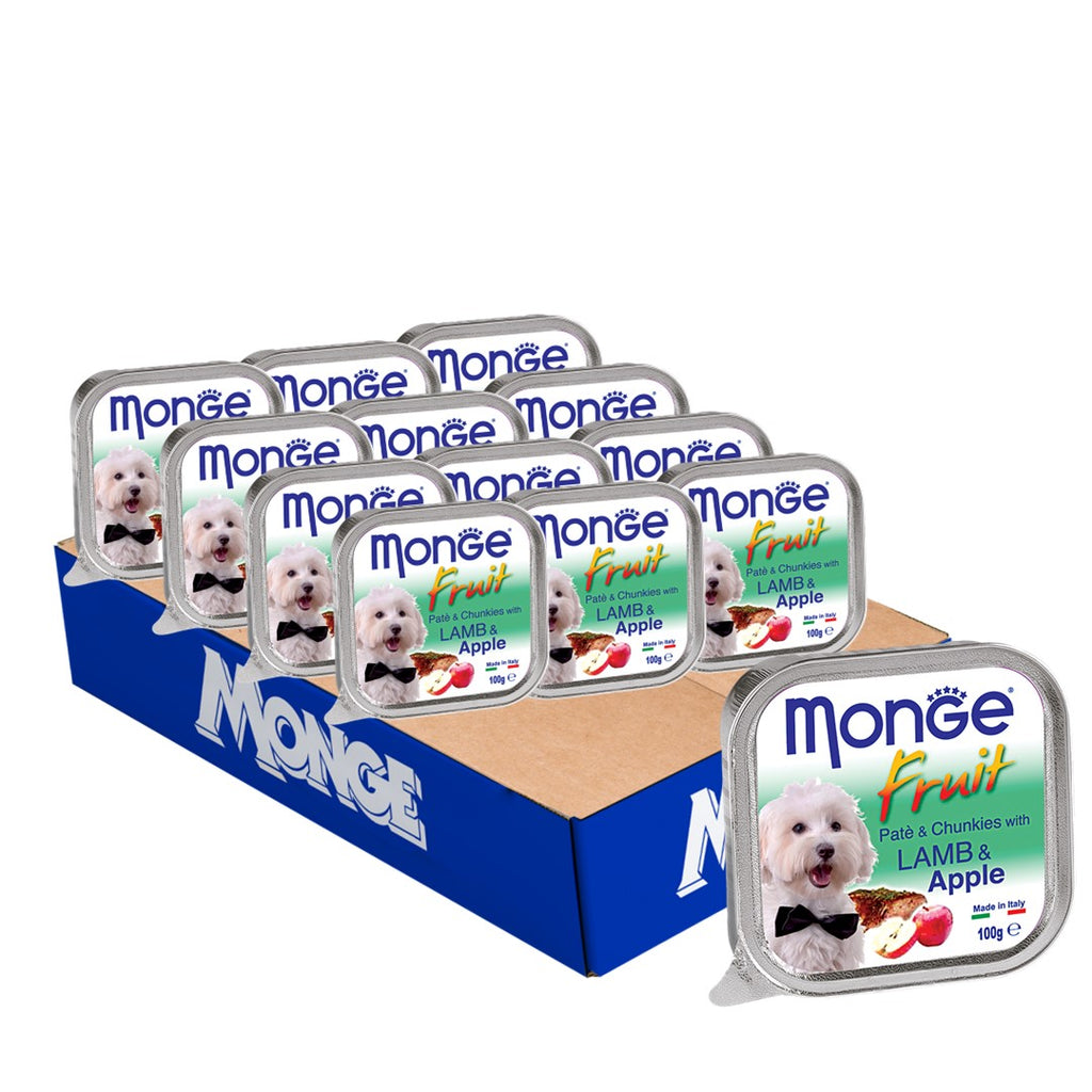 [CTN OF 32] Monge Fruits Pate & Chunkies Wet Dog Food - Lamb & Apple (100g)