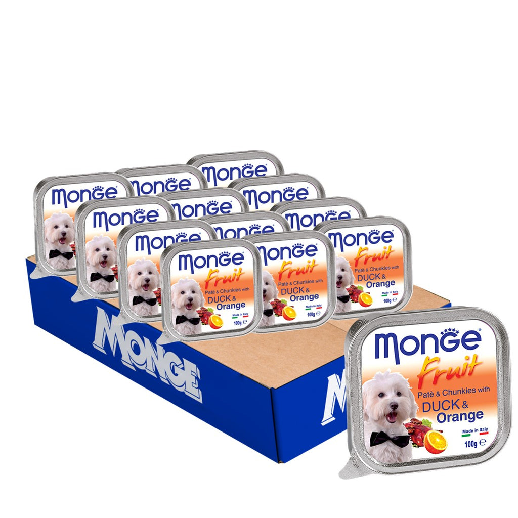 [CTN OF 32] Monge Fruits Pate & Chunkies Wet Dog Food - Duck & Orange (100g)