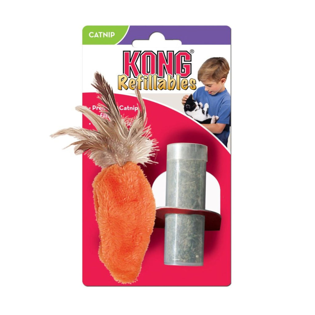 KONG Cat Catnip Toy - Refillable Carrot with Feather Top (1 Size)